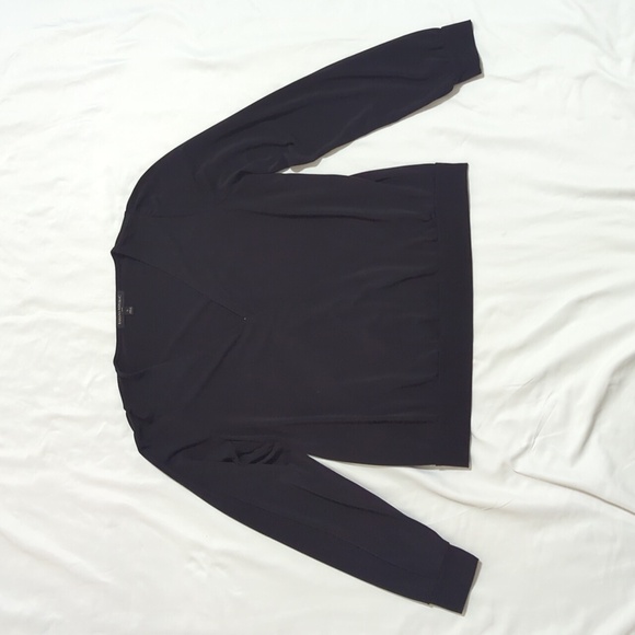 Banana Republic V-Neck Long Sleeve Wrap Top, Color Black Size S - Picture 1 of 14